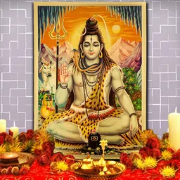 Hawai Yellow & Green Lord Shiva Wooden Wall Photo Frame-picture-21