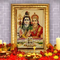 Hawai 24K Gold Plated Wooded Shiva Parvati Wall Photo Frame-image-21