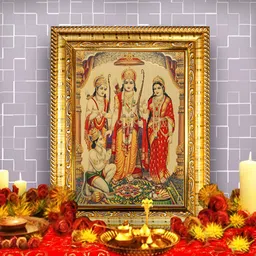 Hawai Gold Toned & Red Printed Religious Wooden Wall Photo Frame-7