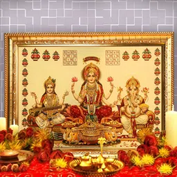 Hawai Gold Plated Ganesh Lakshmi Saraswati Religious Wall Photo Frames-picture-44