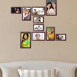 Stuthi Arts Brown 10 Pieces Wooden Wall Photo Frames Set-image-47