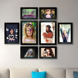 Kuber Industries Set Of 8 Black Collage Photo Frames-12