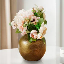 Ekhasa Yellow Textured Round FlowerVases-32