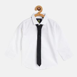 Gini and Jony Boys White Cotton Shirt with Tie-image-47