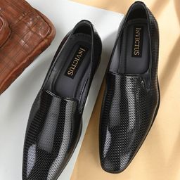 INVICTUS Men Textured Formal Slip-On Shoes-image-71