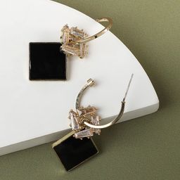 SOHI Gold-Plated Stone Studded Drop Earrings-0