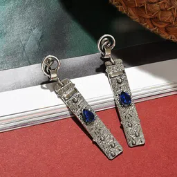 SOHI Blue Contemporary Studs Earrings-9