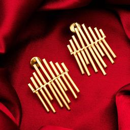 aadita Gold-Plated Contemporary Drop Earrings-81