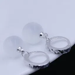 MYKI Silver Plated Cubic Zirconia Drop Earrings-8
