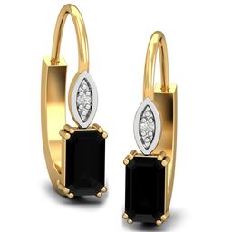 KUBERBOX Meridian 18KT Gold Black Diamond-Studded Hoop Earrings-1.8gm-image-63