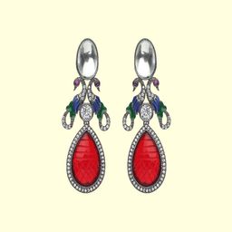 Runjhun Stone Studded Contemporary Drop Earrings-image-7