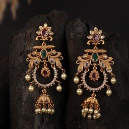 Saraf RS Jewellery Gold-Plated Classic Drop Earrings-28