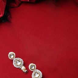 DUGRISTYLE Gold-Plated Kundan & AD Stone Studded Classic Drop Earrings-13