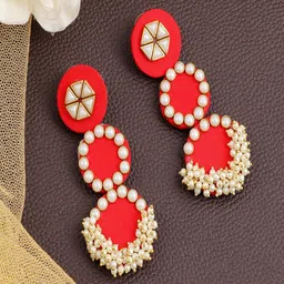 UNIVERSITY TRENDZ Gold-Plated Classic Pearls Beaded Drop Earrings-18