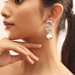 Rubans Voguish Silver-Plated Classic Drop Earrings-57
