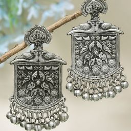 Moedbuille Silver-Plated Beaded Contemporary Drop Earrings-32