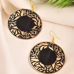Silvermerc Designs Rhodium Plated Lef Pattern Drop Earrings-46