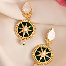 Silvermerc Designs Gold Plated Pearls Studded Classic Drop Earrings-image-85