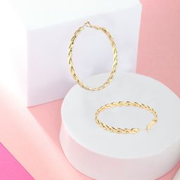 DressBerry Gold Toned Gold-Plated Circular Hoop Earrings-image-59