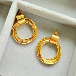 DressBerry Gold Toned Gold Plated Stainless Steel Stud Earrings-image-18