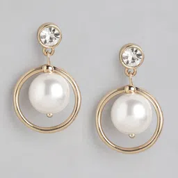 Forever New Gold-Plated Pearl Circular Drop Earrings-51