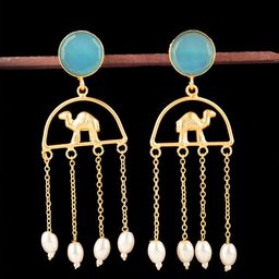 Ozanoo Gold-Toned Contemporary Drop Earrings-53