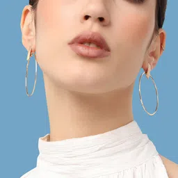 SOHI Gold Plated Circular Drop Earrings image 1
