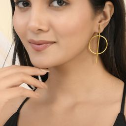 Silvermerc Designs Gold-Plated Circular Shape Drop Earrings-73