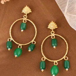 Silvermerc Designs Gold-Plated Beaded Contemporary Drop Earrings-62