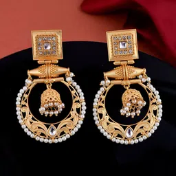 Silvermerc Designs Gold-Plated Beads Beaded Circular Drop Earrings-image-82