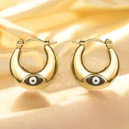 KRYSTALZ Gold-Plated Stainless Steel Circular Hoop Earrings-image-43