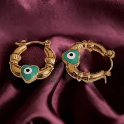 KRYSTALZ Gold-Plated Stainless Steel Circular Hoop Earrings-image-42