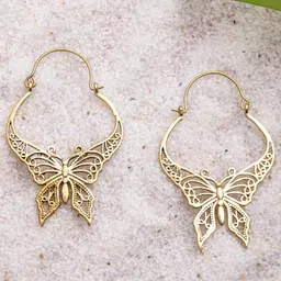 Studio One Love Brass-Plated Circular Hoop Earrings-9