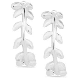 Accessorize London Women 925 Sterling Silver Plated Leaf Hoop Earrings-image-23