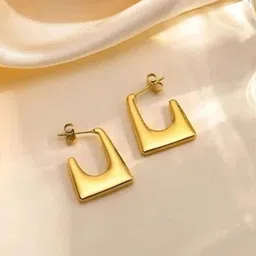 KRYSTALZ Gold Plated Geometric Drop Earrings-29
