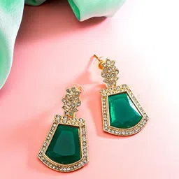 aadita Gold-Toned Geometric Drop Earrings-8