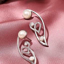 Voylla Women Silver-Toned Geometric Hoop Earrings-picture-19