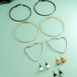 aadita Set Of 6 Gold-Plated Geometric Hoop Earrings-22