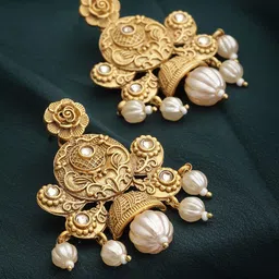PANASH Gold-Plated Paisley Shaped Drop Earrings-44