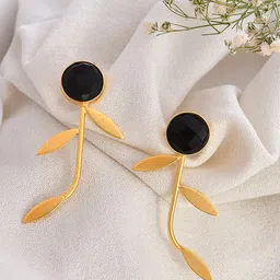 Silvermerc Designs Gold Plated Floral Shaped Drop Earrings-37
