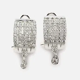 Aazeen Rhodium-Plated Teardrop Shaped Drop Earrings-56