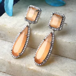 ZENEME Orange Teardrop Shaped Drop Earrings-40