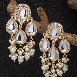 ZENEME Gold-Plated Teardrop Shaped Drop Earrings-image-33