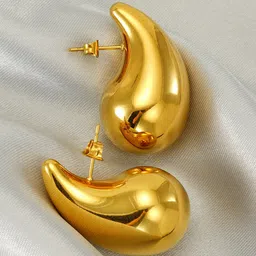 VAGHBHATT Gold-Plated Stainless Steel Teardrop Shaped Drop Earrings-15