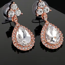 Estele Rose Gold-Plated Teardrop Shaped Drop Earrings-18
