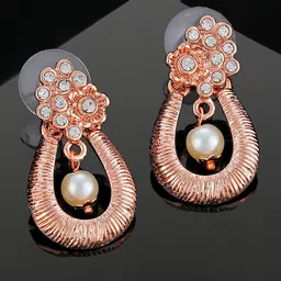 Estele Rose Gold-Plated Teardrop Shaped Drop Earrings-28