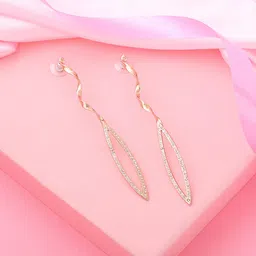 Estele Rose Gold-Plated Teardrop Shaped Drop Earrings-38