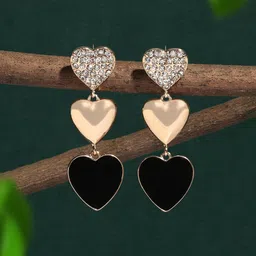 Zaveri Pearls Gold Plated Heart Shaped Drop Earrings-24