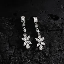 HOT AND BOLD Silver-Plated Floral Drop Earrings-image-80