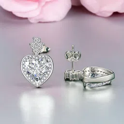 Designs & You Silver Plated Cubic Zirconia Studded Drop Earrings-10